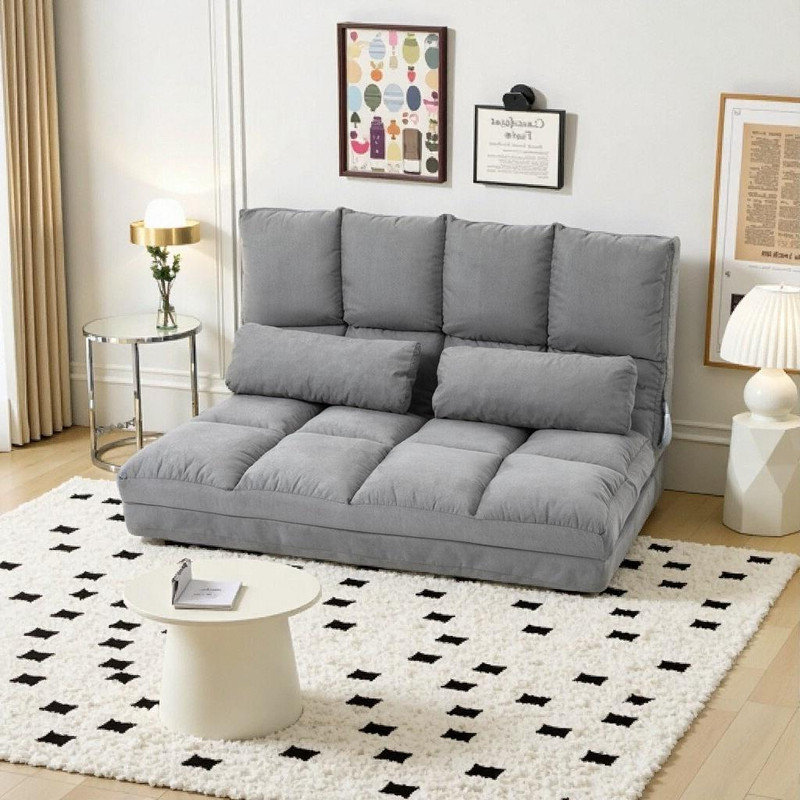 Fauteuil convertible avec 2 coussins et support réglable 40,25 L, Polyester gris