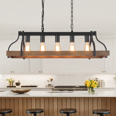 Luminaire suspendu en métal pour îlot de cuisine à 5 lumières Aarien