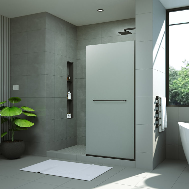 DreamLine Linea 34 in. W x 72 in. H Frameless Shower Screen with Towel Bar