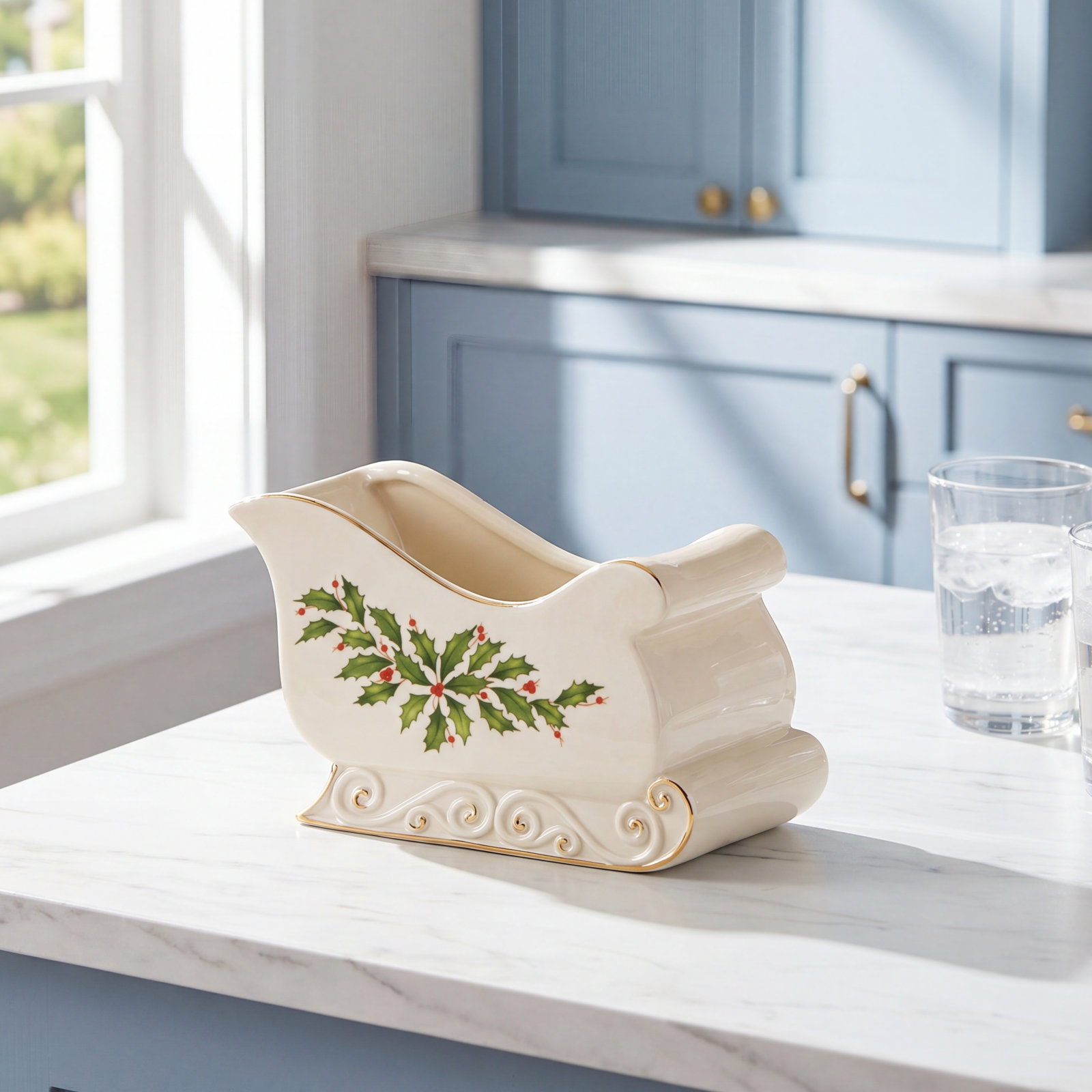 Holiday Sleigh Porcelain Nut Bowl