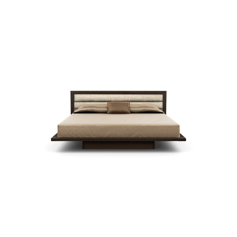 Lit Moduluxe avec tête de lit tapissier 29 po, Grand lit, Tissu de chanvre, Cerise fumée