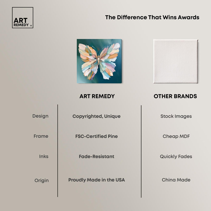 «Dreamscape Butterfly» par Art Remedy, H 12 po x l 12 po x P 1,5 po, Toile tendue