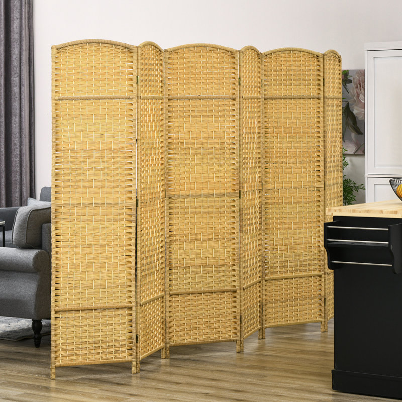 Paravent 6 panneaux, H 70,9 po x l 106,3 po x P 0,7 po, Bois naturel