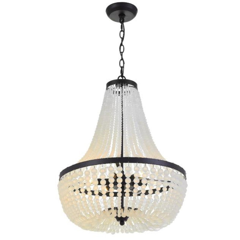 Lustre Chondra, Laiton antique frotté à la main, Blanc, 36" Diameter x 48" Height