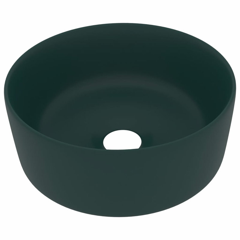 Belfry Bathroom Katha 400mm L x 400mm W Ceramic Circular Sink, Dark Green