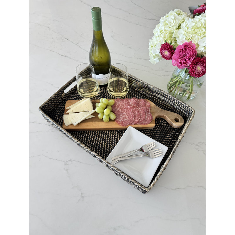 Bavan Wicker Tray, Black