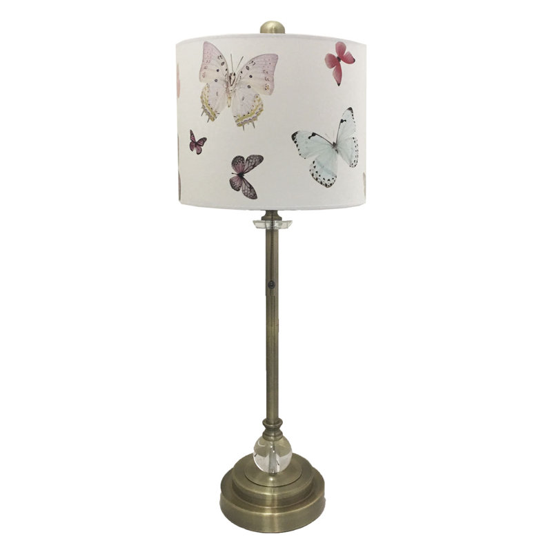 Crystal Buffet Lamp, Antique Brass