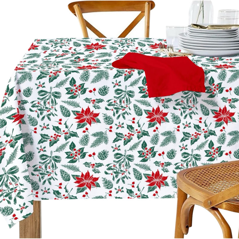 Nappe en coton (Poinsettia gui), L 90 po x l 60 po