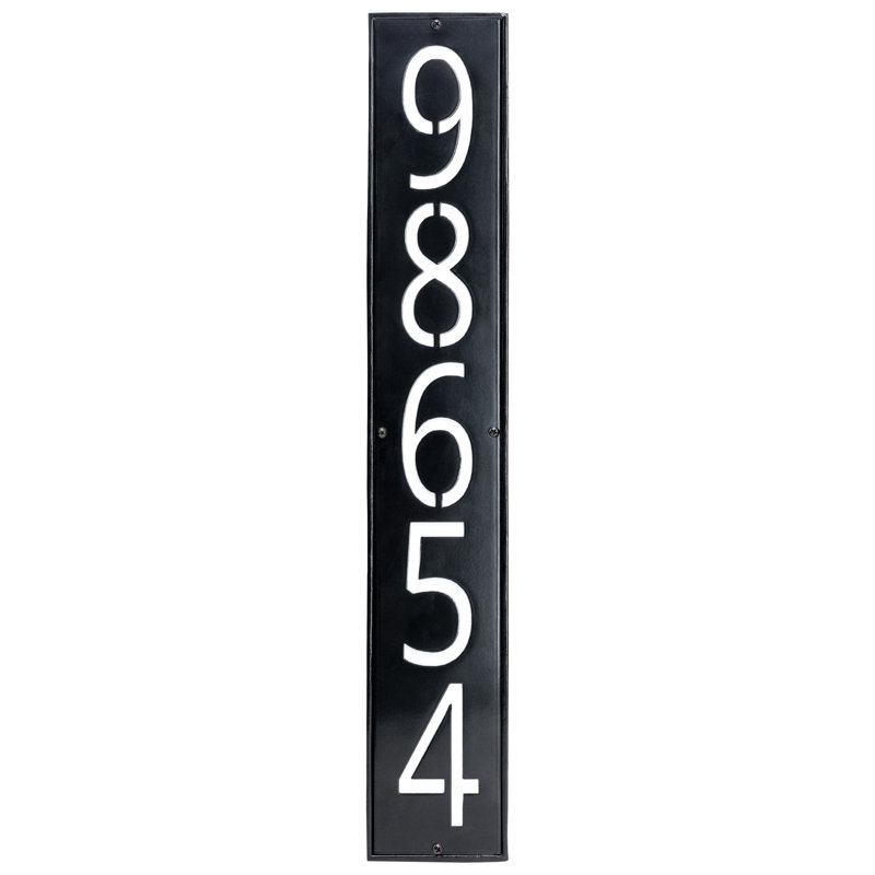 Modern Vertical LED Address Sign Plaque - 5 Digit, Taupe, Yes