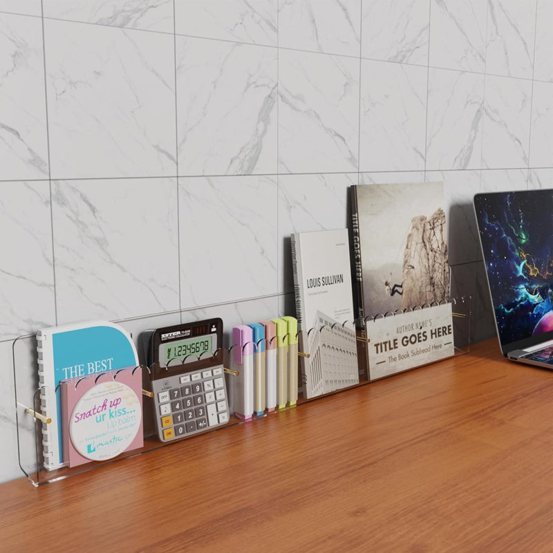 Acrylic Brochure Holder Wall Mount With Magnetic Adjustable Dividers, 6-Slot Wavy Lace Display Stand For Pamphlets, Menus, Documents And Leaflets, Multi-Mount Installation Options