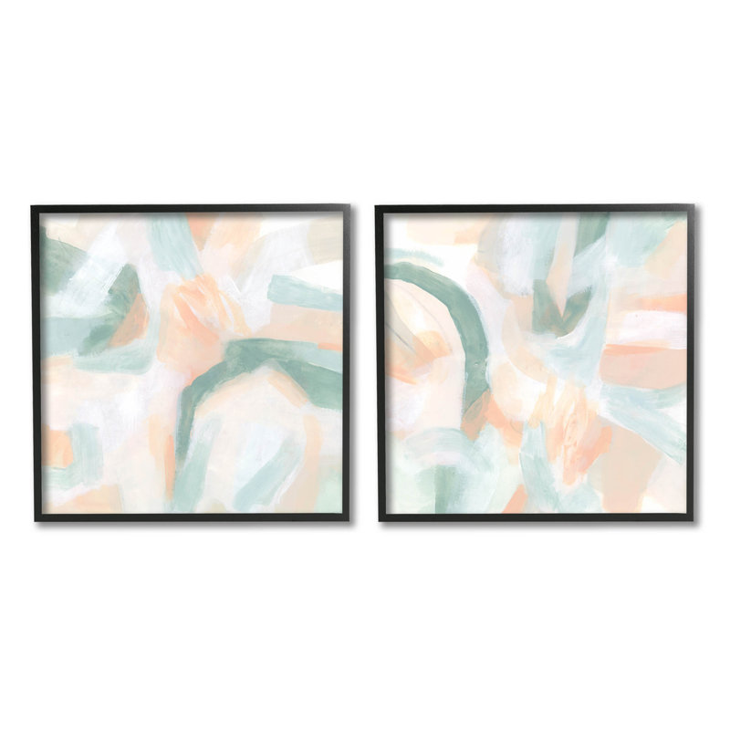 «Contemporary Pastel Collage Abstract», ensemble de 2 impressions sur toile encadrées par June Erica Vess