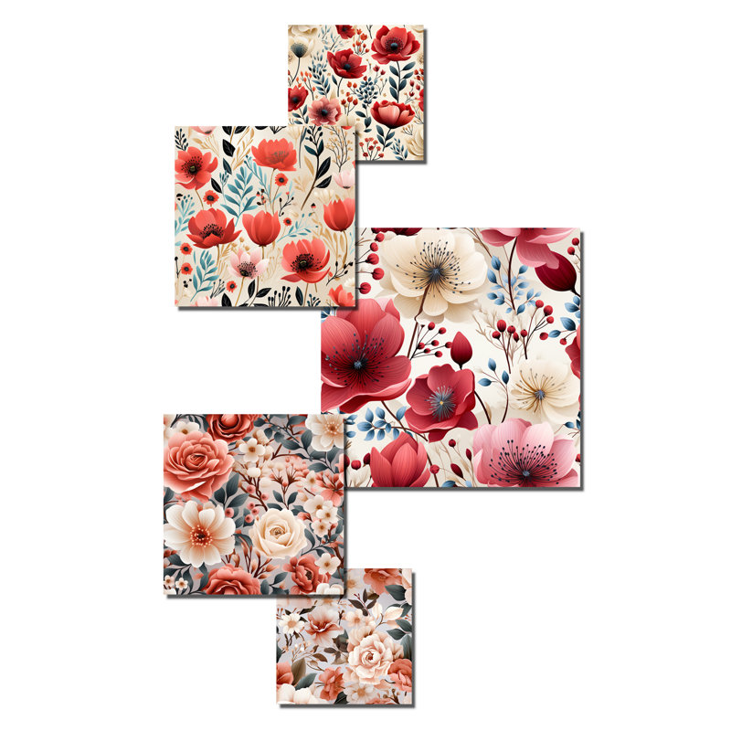 Weishaar - Ensemble d'art mural floral de 5