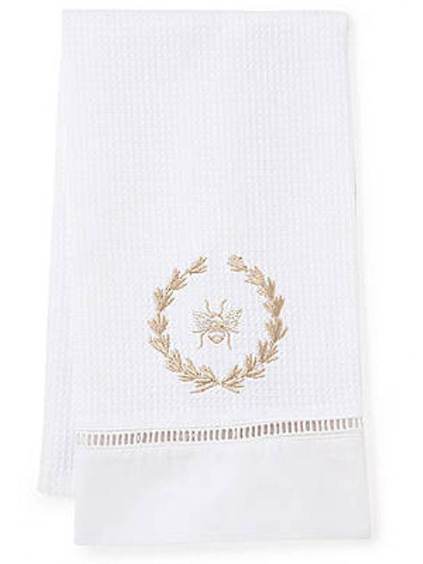 Bee Wreath Waffle Hand Towel, Beige
