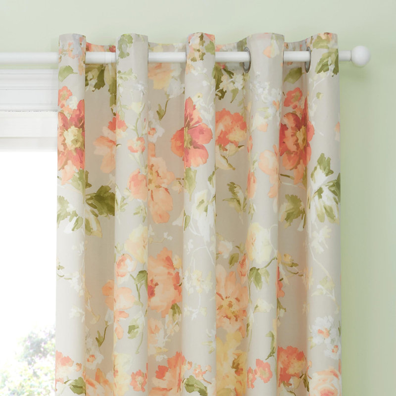 Flourette 52% Polyester (Recycled) 48% Cotton Semi-Sheer Curtain Pair, Natural