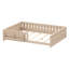 Lit plateforme en bois pleine grandeur avec garde-corps et tablettes de rangement pour enfants - bois de pin massif, robuste, sans sommier, naturel-1580051265-1580051294