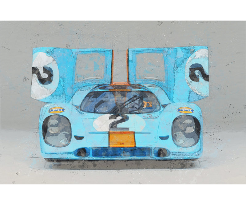 Impression sur toile tendue, "PORSCHE 917 Front" par Stephen Chambers, L 18 po x H 15 po
