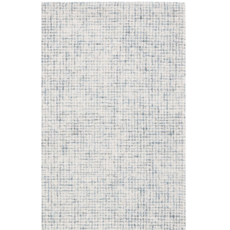 Tapis en laine touffeté à la main en coton ivoire / bleu Martha Stewart, Rectangle 6 pi x 9 pi