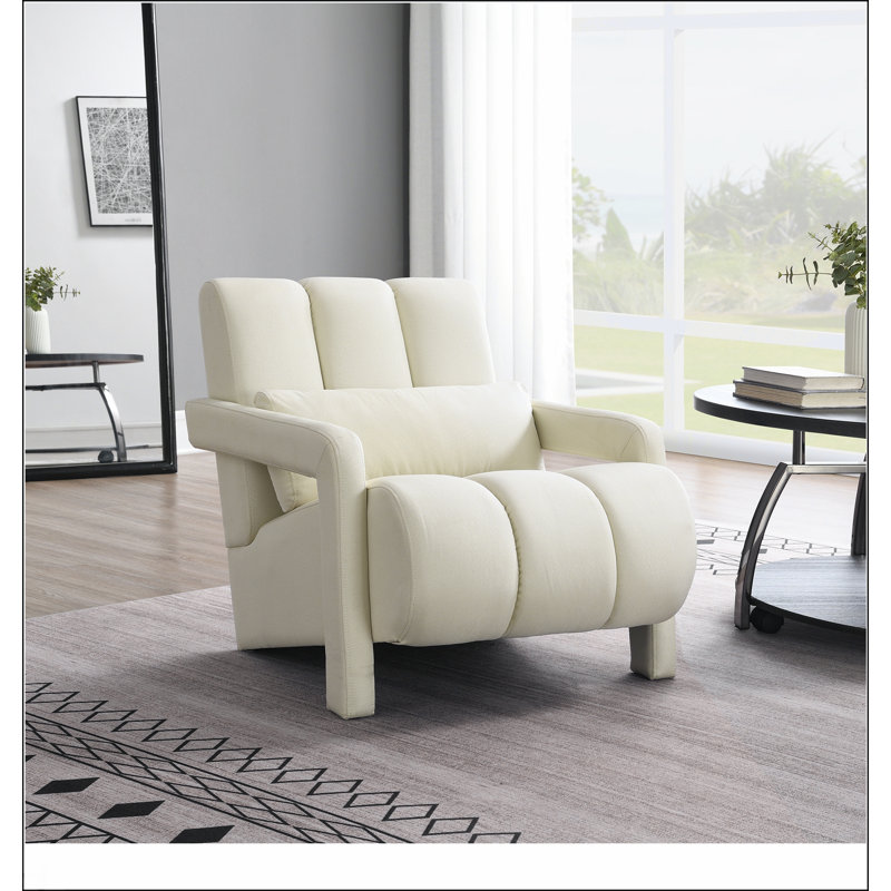 Fauteuil d'appoint rembourré confortable pour le salon et la chambre à coucher, rehaussant le décor et la détente, Beige