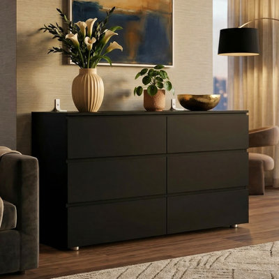 Mordern Black 6-Drawer Sideboard