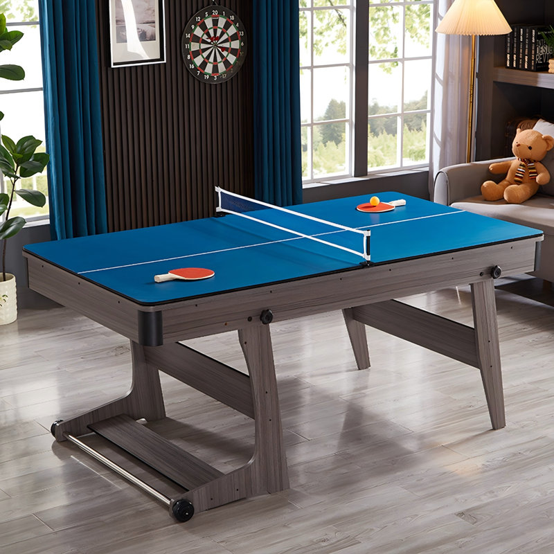 Modern Minimalist Foldable 3-in-1 Multi-Game Pool Table with Wheels