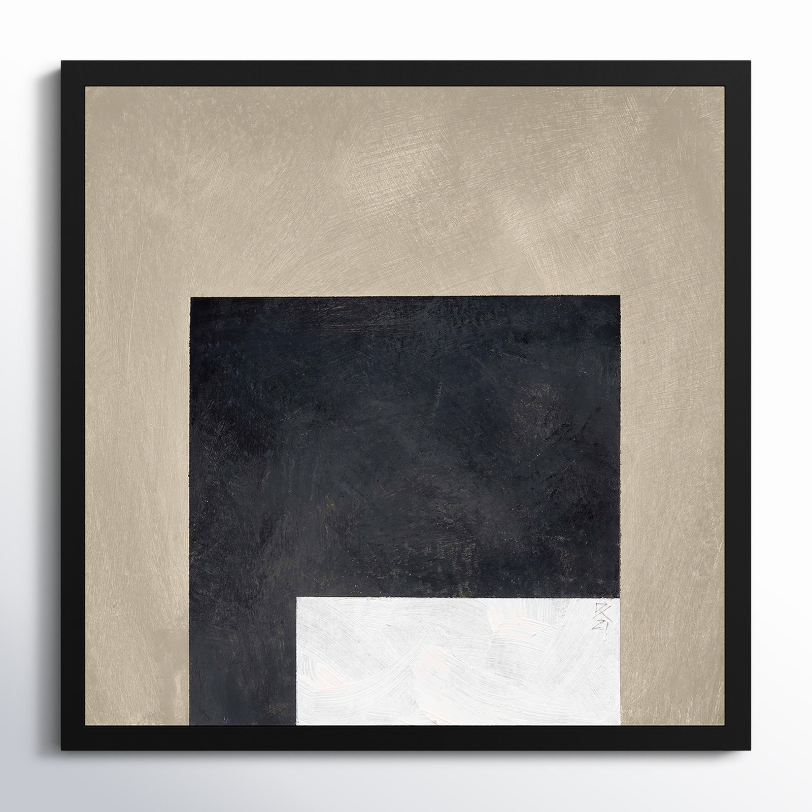 Infinite Black Print by Robert Kamnatnik, Black Framed Paper, 16" H x 16" W x 1.25" D