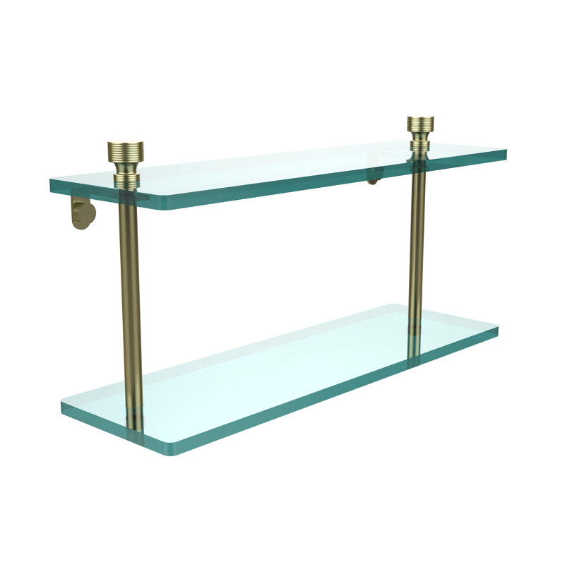 Ballenas 2 Piece Tiered Shelf, 22", Satin Brass