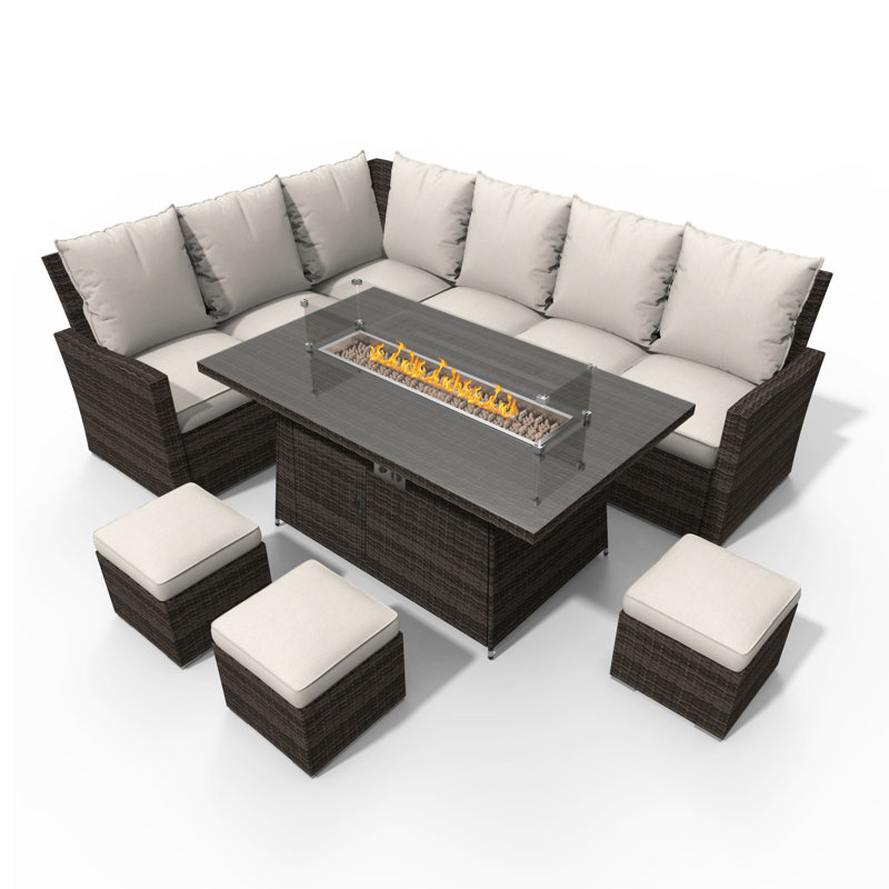 Anbal 8 - Person Seating Group with Cushions, Brown