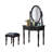31.50"Black Retro Rubberwood Vanity With Mirror and Stool