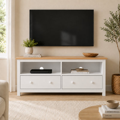 Meuble télé 55 po avec 2 tiroirs et beaucoup de rangement Albrecht