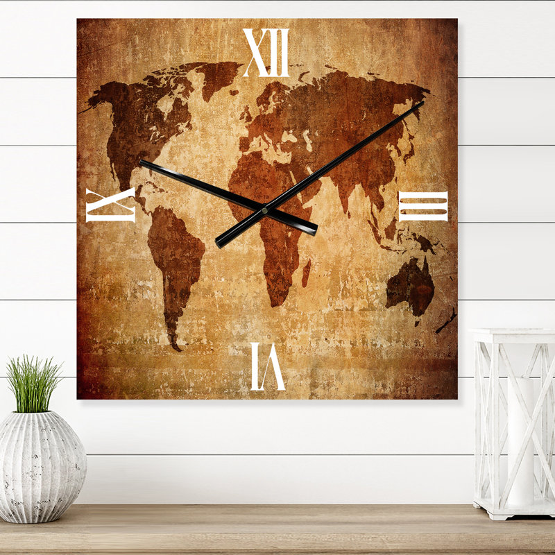 Ancienne carte du monde antique - horloge murale rétro, Petit