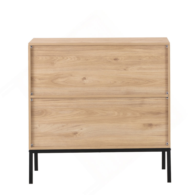 Set of 2 Rolland A Console Table Side Table with Rattan Door