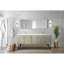 Meuble-lavabo double 80 po Rustic X P 20 po D, dessus en quartz blanc et robinet chromé-117980202