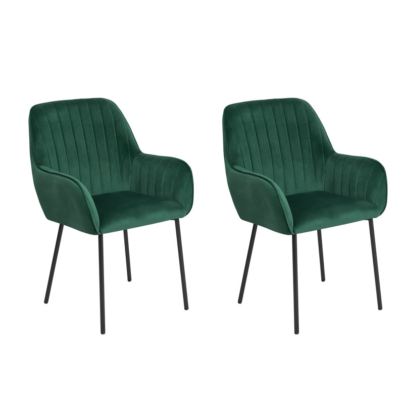 Leah 42cm H Velvet Upholstered Side Chair, Green