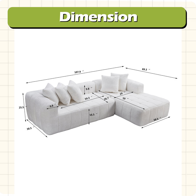 Canapé modulaire 107,9 po Cloud, Blanc