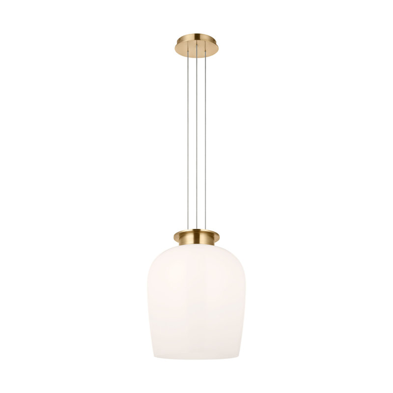Vetro 1 - Light LED Pendant, Hand Rubbed Antique Brass