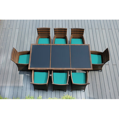 Pavior Rectangular 8 - Person 82" Long Dining Set with Cushions