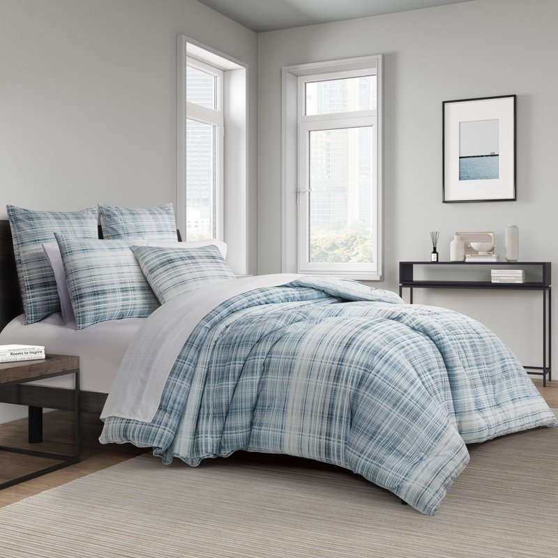 3 pièces Ensemble d'édredon cannelle, Édredon pour grand lit + 2 taies décoratives sta, Bleu