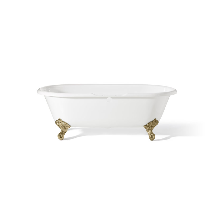 Regal 68'' L Soaking Bathtub, Polished Brass, White Interior with White Exterior