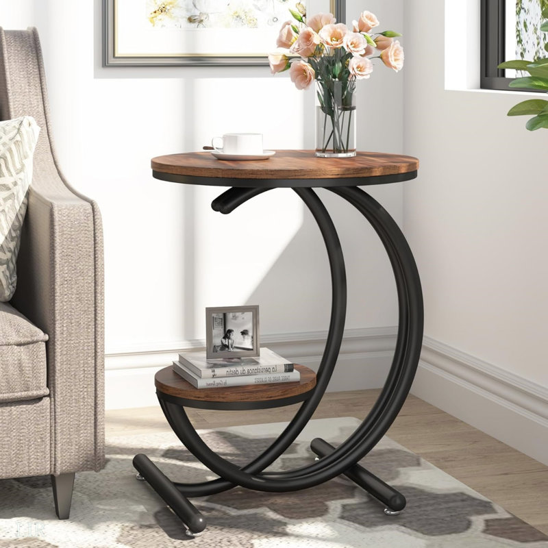 2-Tier End Table with Storage Shelf