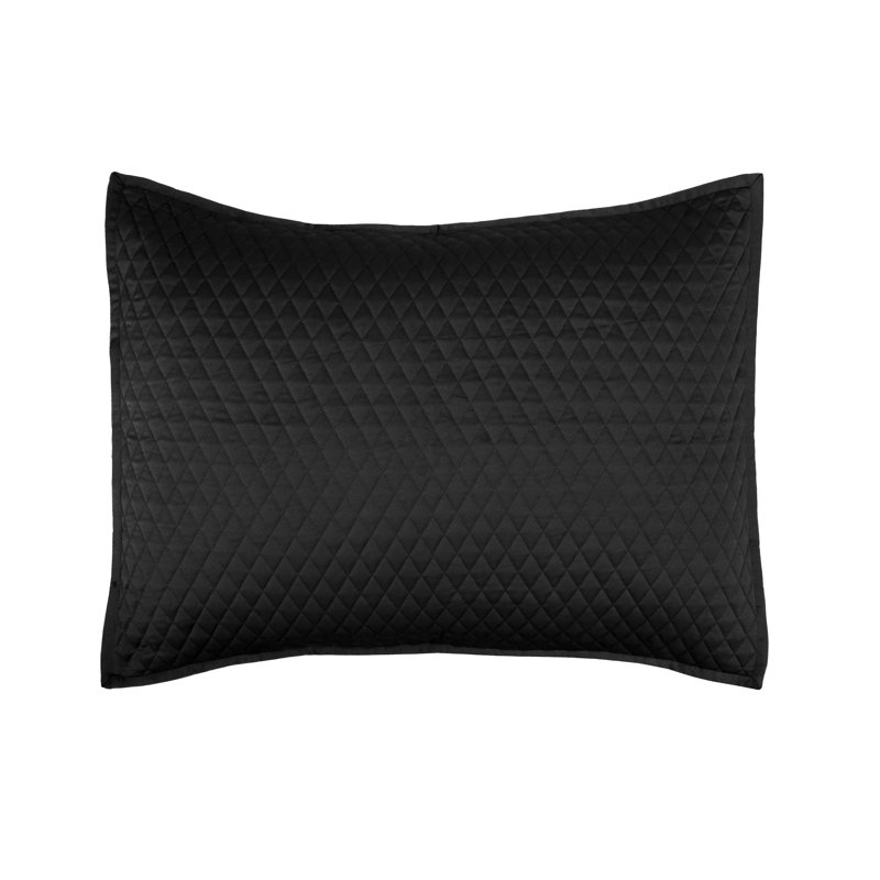 Taie décorative en satin de coton Winthrop, Européen, Noir