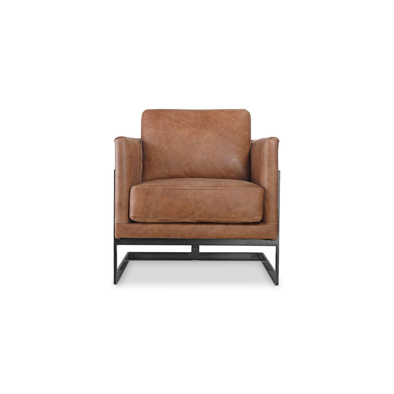 27" Wide Armchair, Brown Genuine Leather