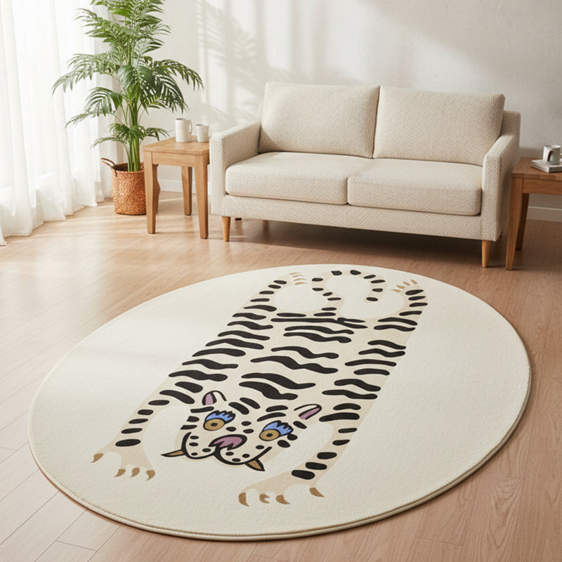 Tapis 5 pi x 8 pi Feline Art, Cream, Oval 4'11" x 7'7"