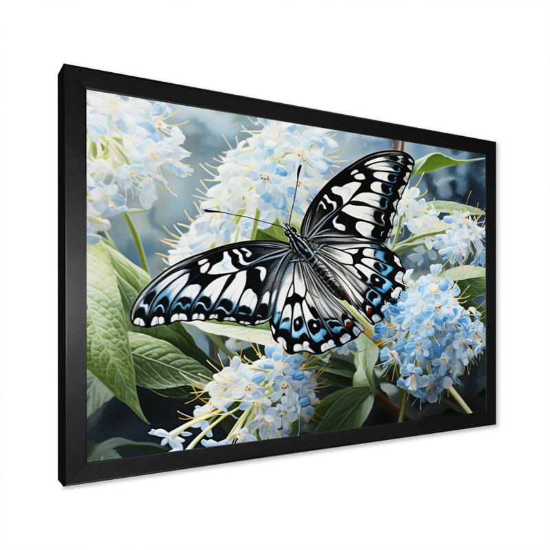 «Incy Blue Butterfly Haven I», reproduction, H 34 po x l 44 po x P 1,5 po, Cadre photo noir