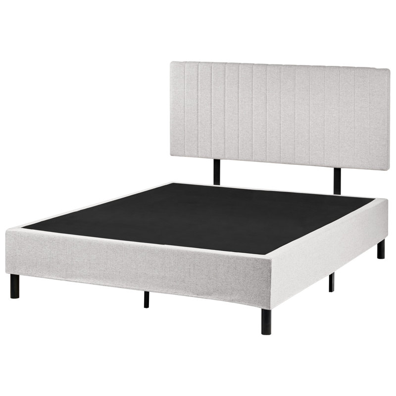Upholstered Fabric Bed with Mattress, European Double (140 x 200 cm), Grey