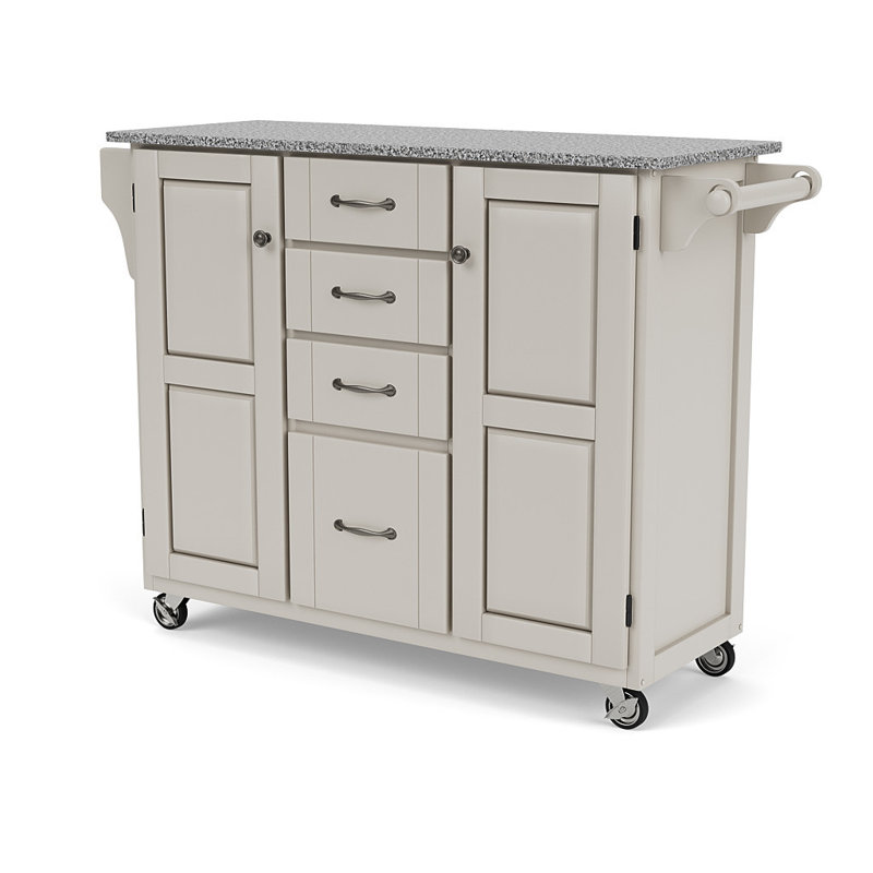 Littrell Kitchen Island, Black, Marble