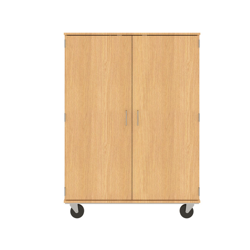 Armoire de salle de classe à 5 compartiments avec roulettes, Chêne du château