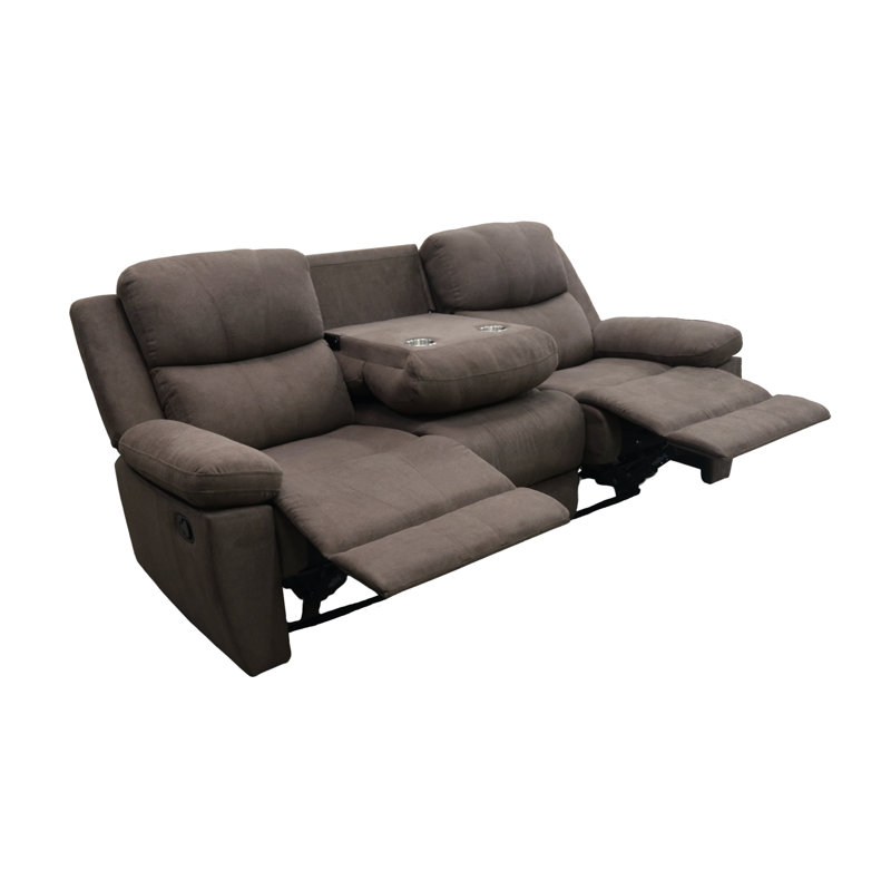 Ensemble canapé inclinable en tissu chenille, accoudoirs rembourrés, brun, Chenille brun