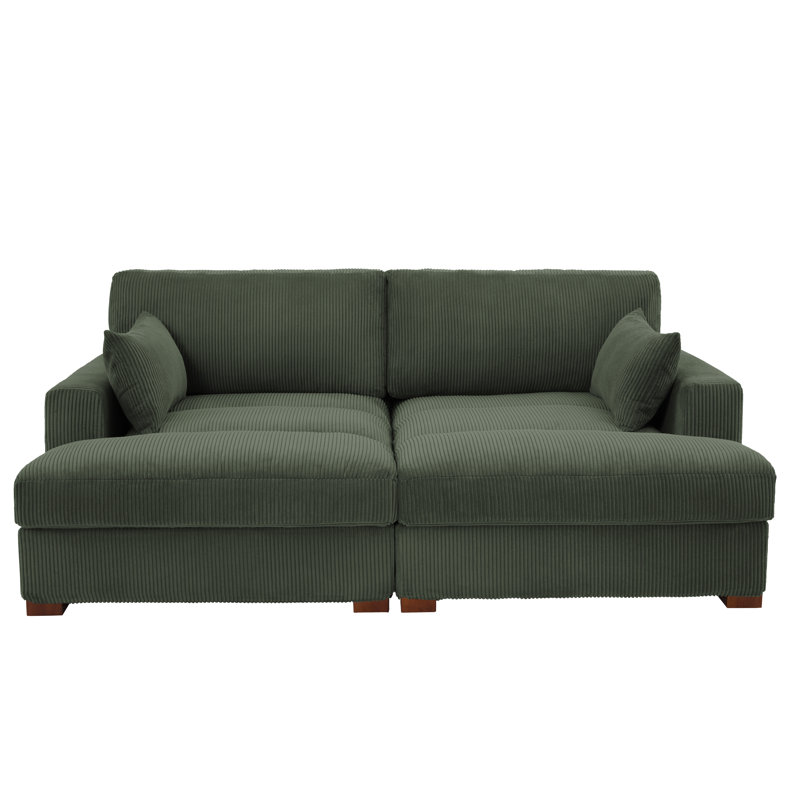 Bentura 210Cm Recessed Arms Modular Sleeper, Green