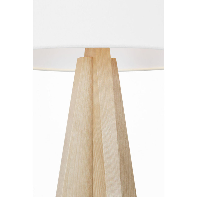Crue 34" Table Lamp with Linen Shade, Natural Maple