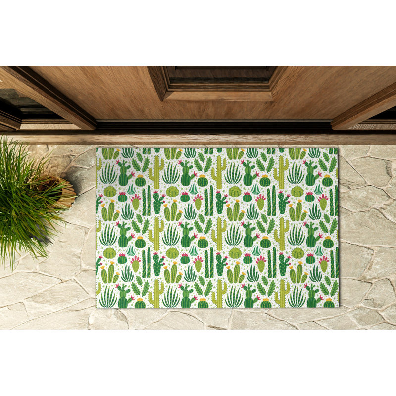 Non-Slip Floral Outdoor Doormat, W60 x L90 cm